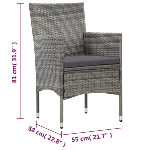 vidaXL 5 Piece Garden Lounge Set With Cushions Poly Rattan Grey