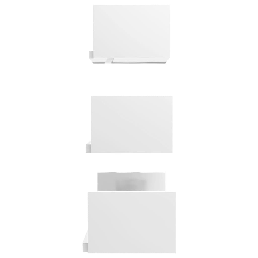 vidaXL Wall Display Shelf 3 pcs High Gloss White Engineered Wood