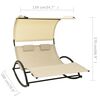vidaXL Double Sun Lounger with Canopy Textilene Cream