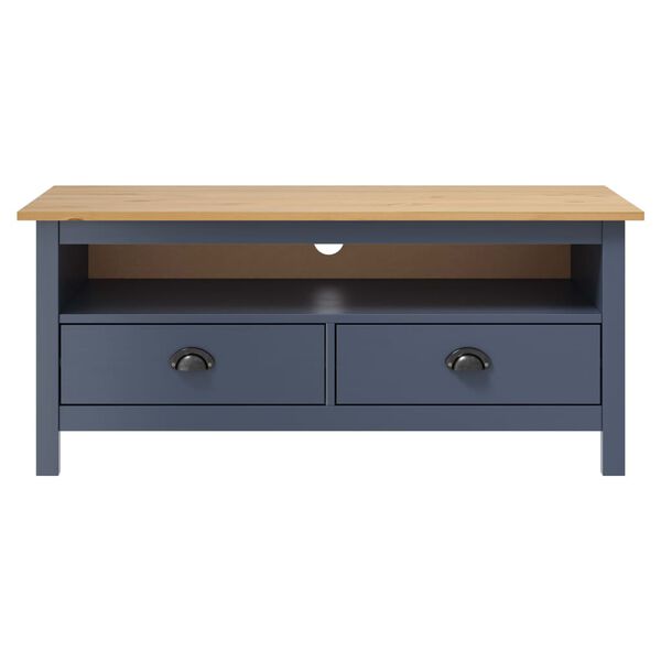 vidaXL TV Cabinet Hill Grey 110x40x47 cm Solid Pine Wood