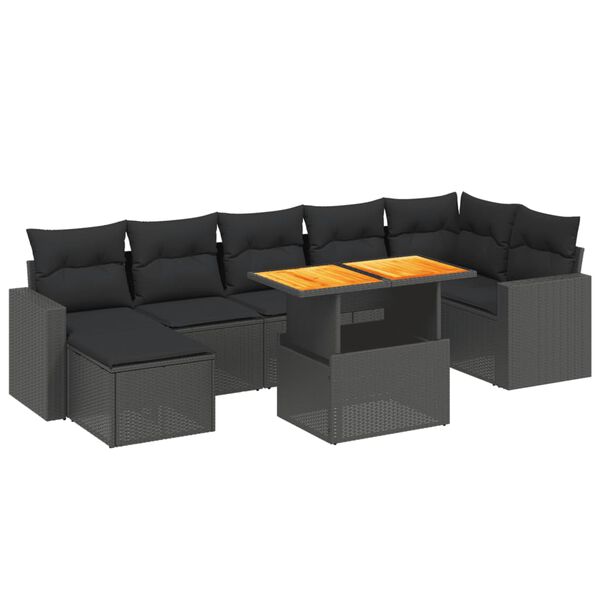 vidaXL 8 Piece Garden Sofa Set with Cushions Grey Poly Rattan