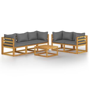 vidaXL 6 Piece Garden Lounge Set with Cushion Solid Acacia Wood