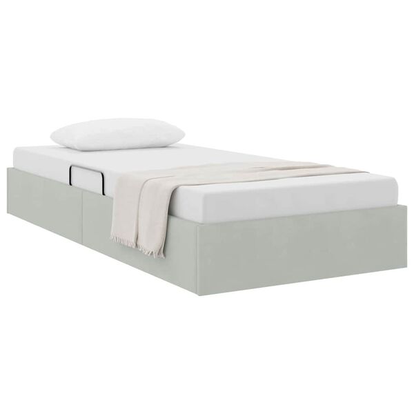 vidaXL Storage Bed with Mattress Light Grey 100 x 190 cm Velvet