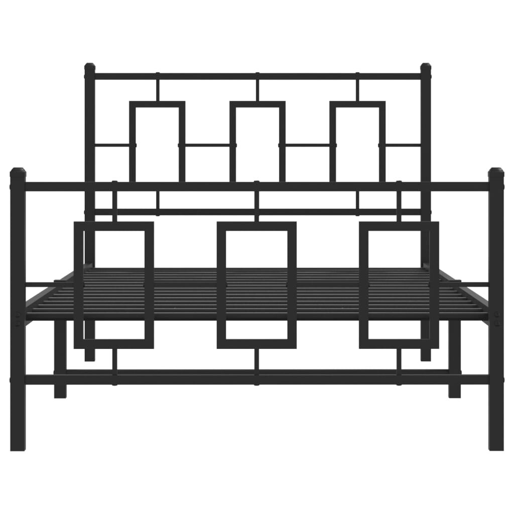 vidaXL Metal Bed Frame without Mattress with Footboard Black 100x200cm