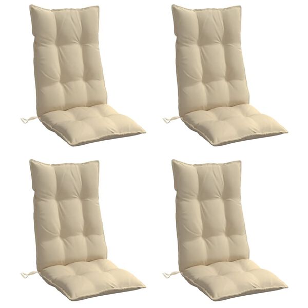 vidaXL Highback Chair Cushions 4 pcs Beige Oxford Fabric