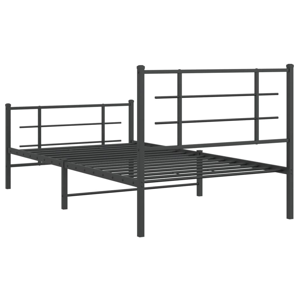 vidaXL Metal Bed Frame without Mattress with Footboard Black 100x200cm