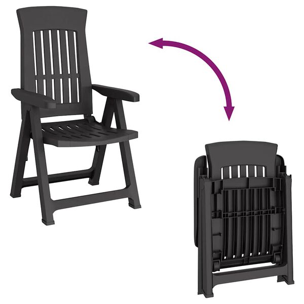vidaXL Garden Reclining Chairs 2 pcs Anthracite PP