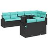 vidaXL Garden Sofa Set with Storage 9 pcs Black and Blue Poly Rattan