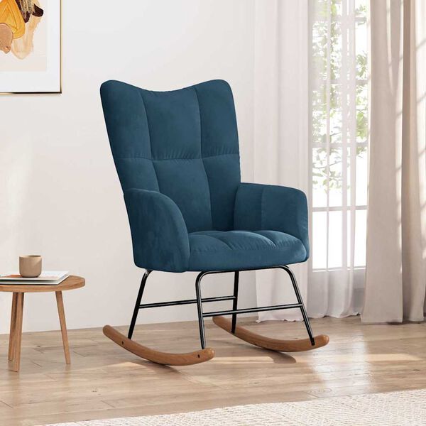 vidaXL Rocking Chair Blue Velvet
