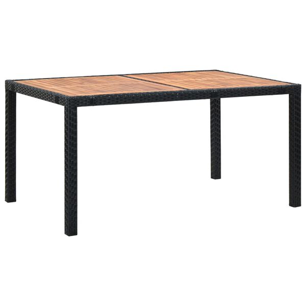 vidaXL 7 Piece Outdoor Dining Set Poly Rattan Acacia Wood Black