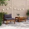 vidaXL 2 Piece Garden Sofa Set with Dark Grey Cushions Acacia Wood