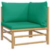 vidaXL Garden Corner Sofa with Green Cushions Bamboo