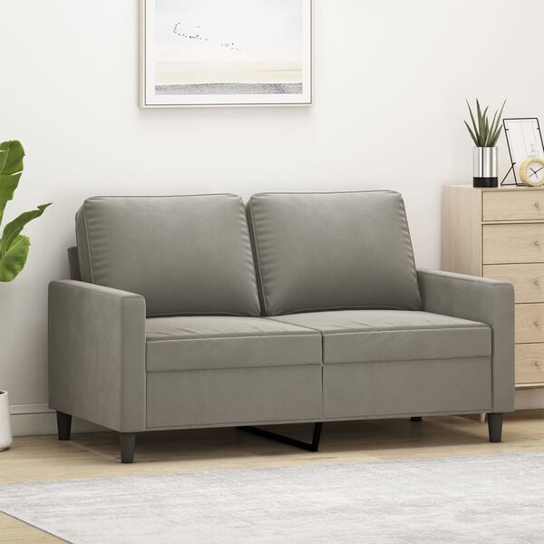 vidaXL 2-Seater Sofa Light Grey 120 cm Velvet
