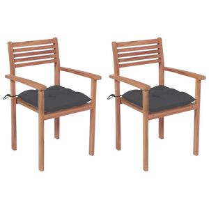 vidaXL Garden Chairs 2 pcs with Anthracite Cushions Solid Teak Wood
