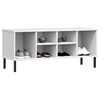 vidaXL Shoe Rack with Metal Legs White 106x35x45 cm Solid Wood OSLO