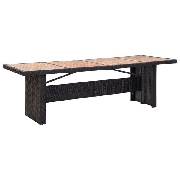vidaXL 11 Piece Outdoor Dining Set Poly Rattan Acacia Wood Black