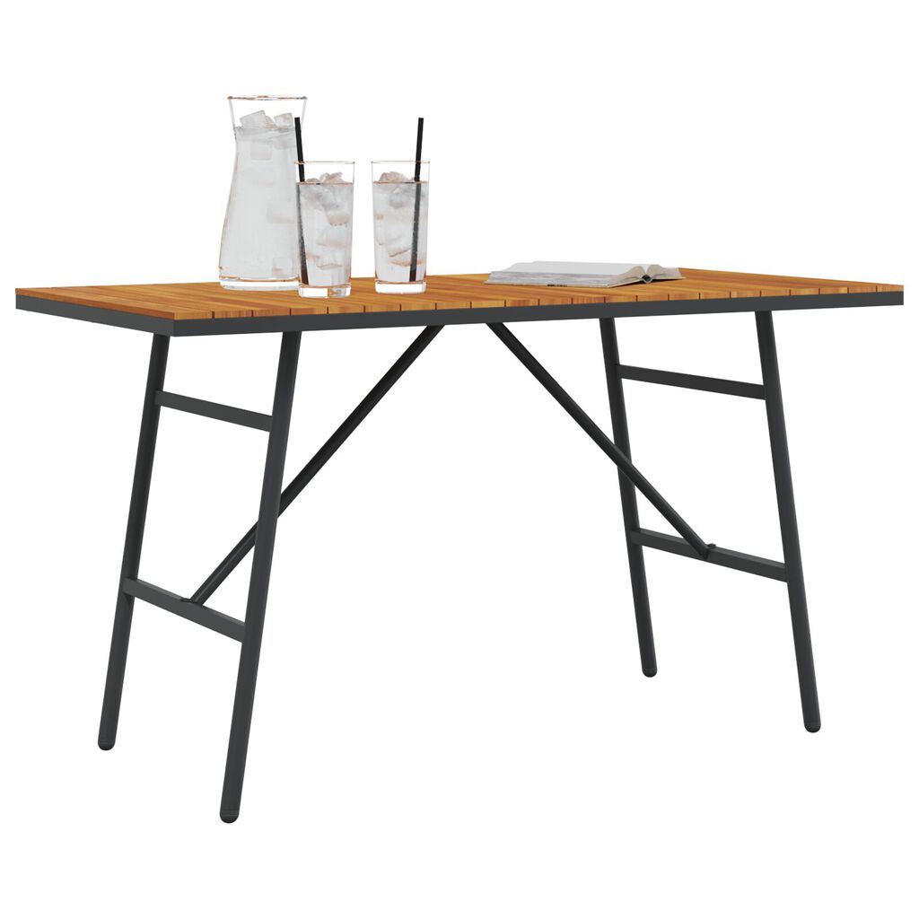 vidaXL Dining Table - Black, 110x55x62 cm, Made from Solid Acacia Wood