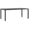 vidaXL Garden Table with Glass Top Black 190x90x75 cm Poly Rattan