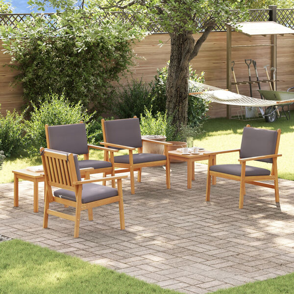 vidaXL 6 Piece Garden Dining Set with Cushions Solid Wood Acacia