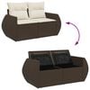 vidaXL 6 Piece Garden Sofa Set with Cushions Brown Poly Rattan