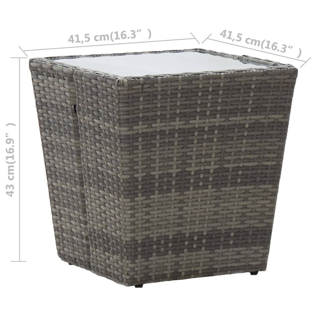 vidaXL 3 Piece Bistro Set Poly Rattan and Tempered Glass Grey