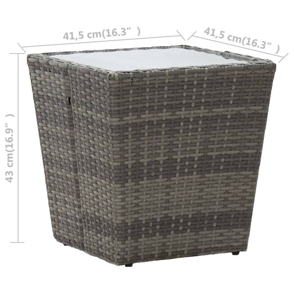 vidaXL 3 Piece Bistro Set Poly Rattan and Tempered Glass Grey