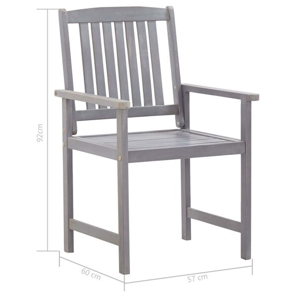 vidaXL 7 Piece Outdoor Dining Set Grey Wash Solid Acacia Wood