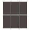 vidaXL 3-Panel Room Divider Brown 150x180 cm Fabric