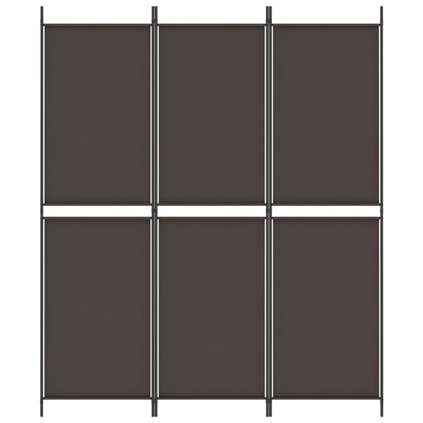 vidaXL 3-Panel Room Divider Brown 150x180 cm Fabric