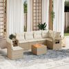vidaXL 7 Piece Garden Sofa Set with Cushions Beige Poly Rattan
