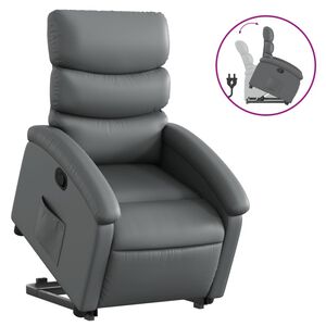 vidaXL Stand up Recliner Chair Grey Faux Leather
