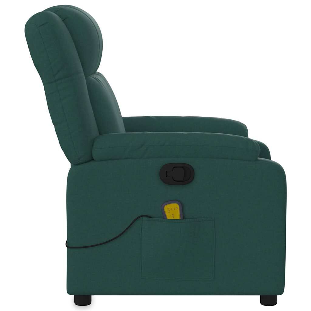 vidaXL Massage Recliner Chair Dark Green Fabric