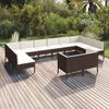 vidaXL 12 Piece Garden Lounge Set with Cushions Poly Rattan Brown