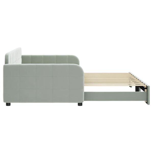 vidaXL Daybed with Trundle without Mattress Light Grey 100x190 cm