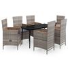 vidaXL 7 Piece Garden Dining Set with Cushions Grey