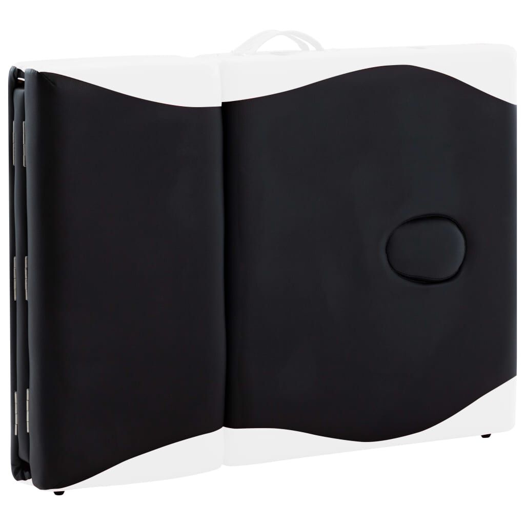 vidaXL 4-Zone Foldable Massage Table Aluminium Black and White