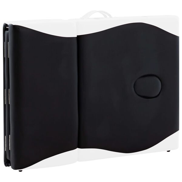 vidaXL 4-Zone Foldable Massage Table Aluminium Black and White