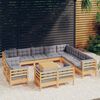 vidaXL 13 Piece Garden Lounge Set with Grey Cushions Solid Pinewood