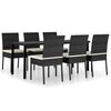 vidaXL 7 Piece Garden Dining Set Poly Rattan Black