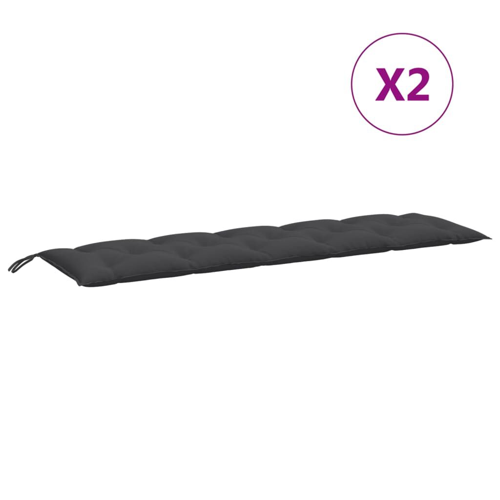 vidaXL Garden Bench Cushions 2 pcs Melange Anthracite 180x50x7 cm Fabric