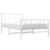 vidaXL Metal Bed Frame without Mattress with Footboard White 100x200cm