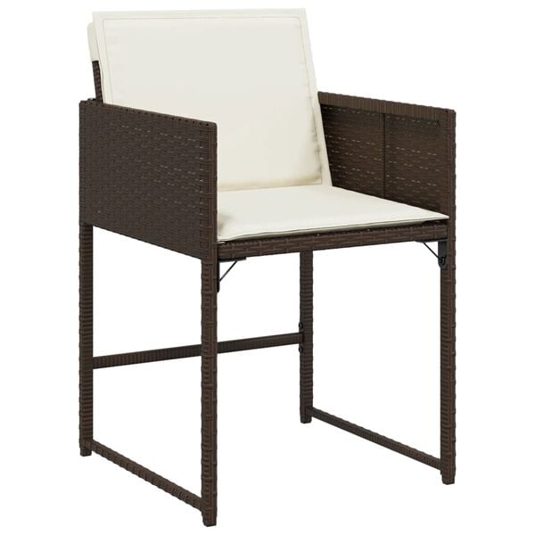 vidaXL 5 Piece Garden Dining Set with Cushions Brown Poly Rattan