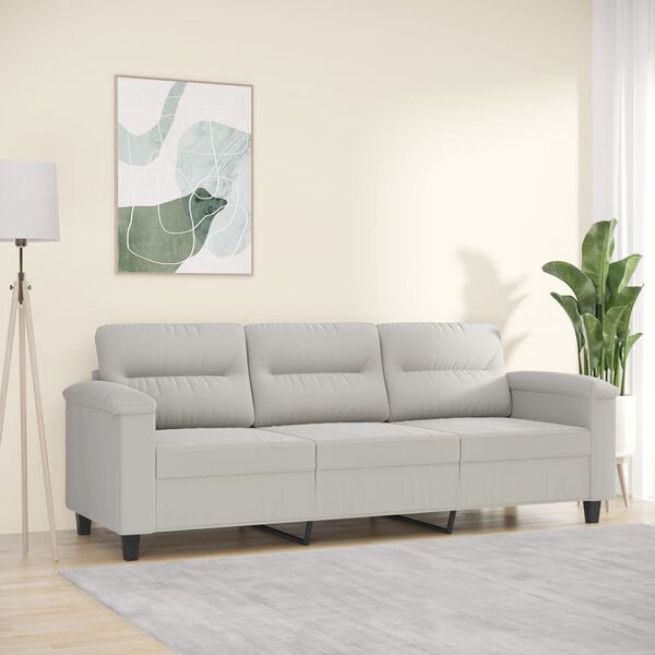 vidaXL 3-Seater Sofa Light Grey 180 cm Microfibre Fabric