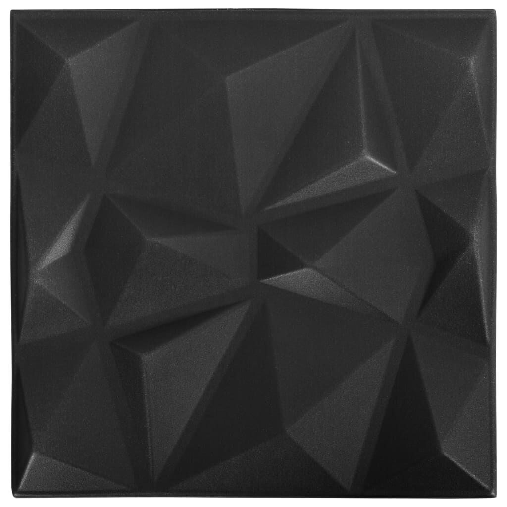 vidaXL 3D Wall Panels 48 pcs 50x50 cm Diamond Black 12 m²