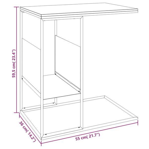 vidaXL Side Table Black 55x36x59.5 cm Engineered Wood