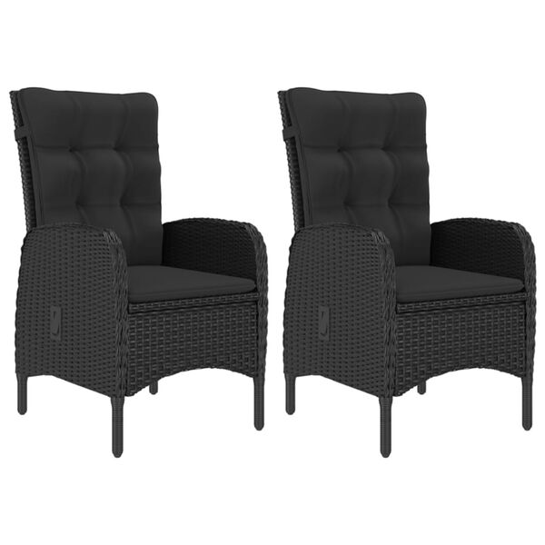 vidaXL 3 Piece Garden Bistro Set Poly Rattan and Glass Black