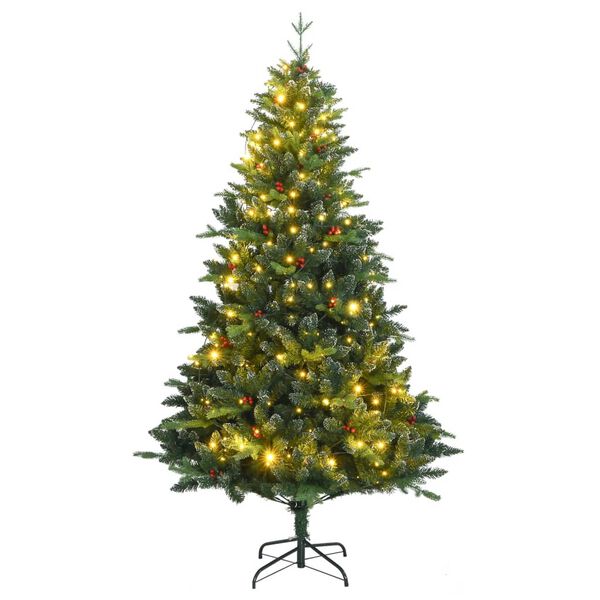 vidaXL Artificial Hinged Christmas Tree 300 LEDs 180 cm