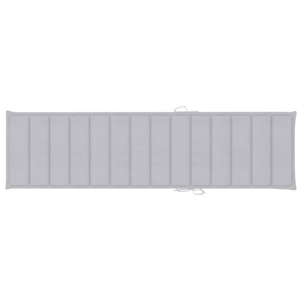 vidaXL Sun Lounger with Grey Cushion Solid Teak Wood