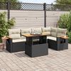 vidaXL 5 Piece Garden Sofa Set with Cushions Black Poly Rattan Acacia