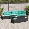 vidaXL Garden Sofa Set with Cushion 9 pcs Black Poly Rattan